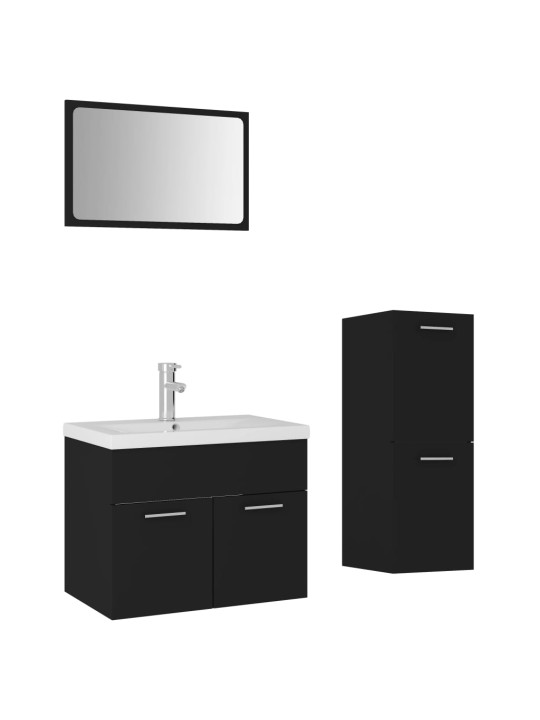 Set koupelnového nábytku černý dřevotříska