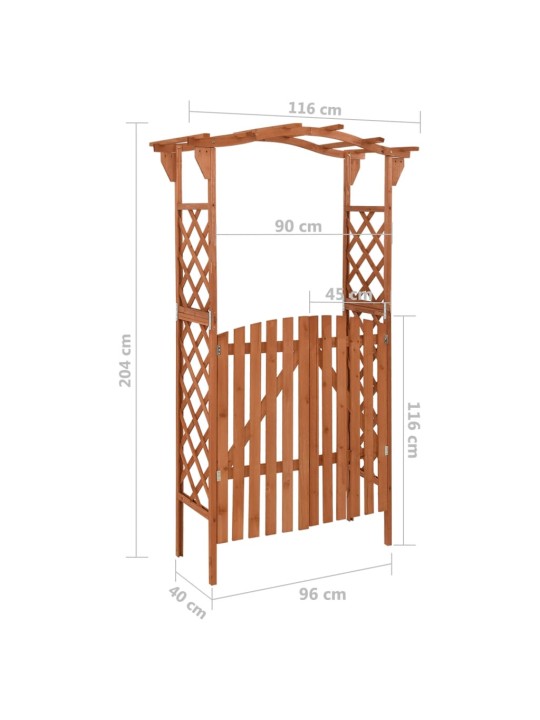 Pergola s brankou 116 x 40 x 204 cm masivní jedle