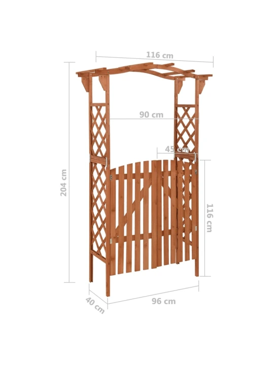 Pergola s brankou 116 x 40 x 204 cm masivní jedle