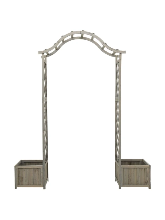 Zahradní pergola s truhlíky šedá masivní jedle
