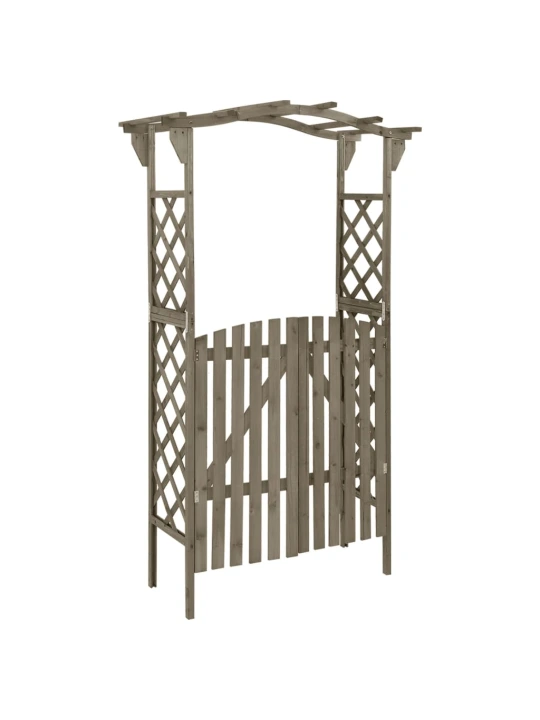 Pergola s brankou 116 x 40 x 204 cm šedá masivní jedle