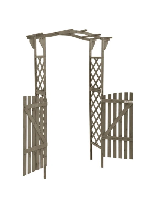Pergola s brankou 116 x 40 x 204 cm šedá masivní jedle