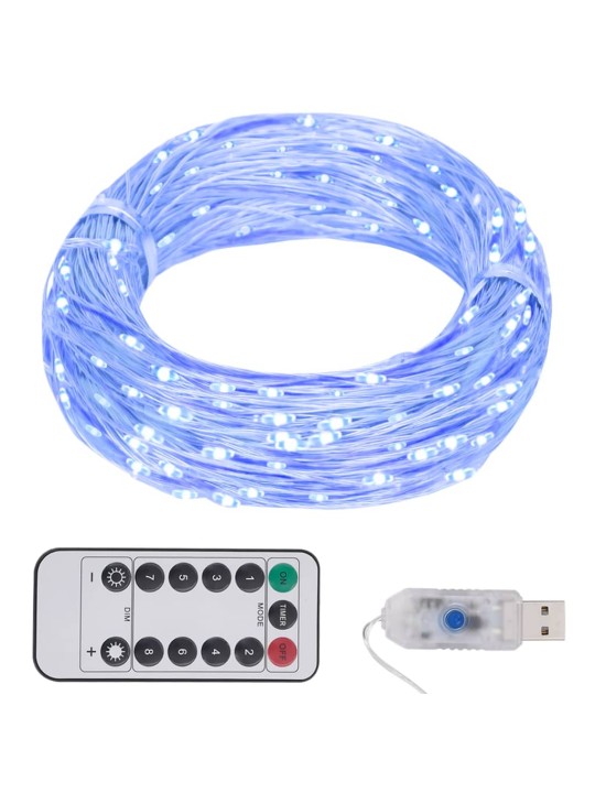 Světelný LED řetěz s 300 LED diodami modrý 30 m