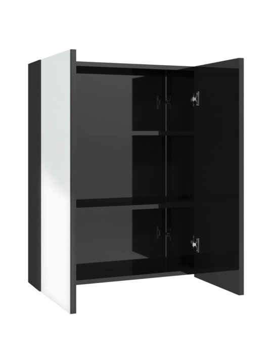 Koupelnová skříňka se zrcadlem 60 x 15 x 75 cm MDF zářivě černá