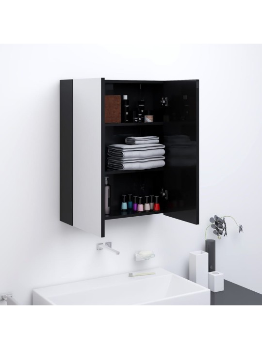Koupelnová skříňka se zrcadlem 60 x 15 x 75 cm MDF zářivě černá