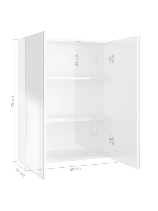 Koupelnová skříňka se zrcadlem 60 x 15 x 75 cm MDF zářivě bílá
