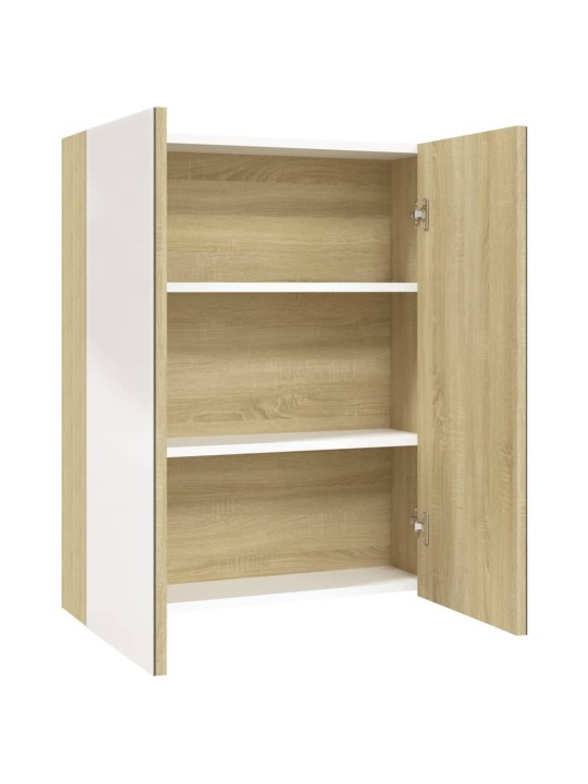 Koupelnová skříňka se zrcadlem 60x15x75 cm MDF bílá a dub