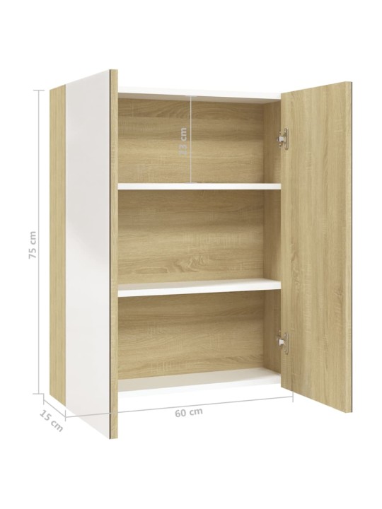 Koupelnová skříňka se zrcadlem 60x15x75 cm MDF bílá a dub