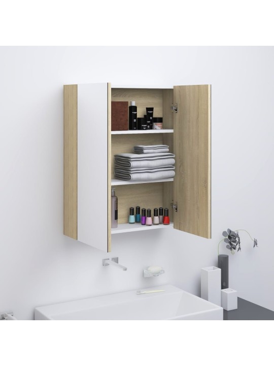Koupelnová skříňka se zrcadlem 60x15x75 cm MDF bílá a dub