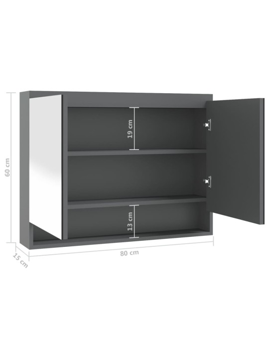Koupelnová skříňka se zrcadlem 80 x 15 x 60 cm MDF zářivě šedá