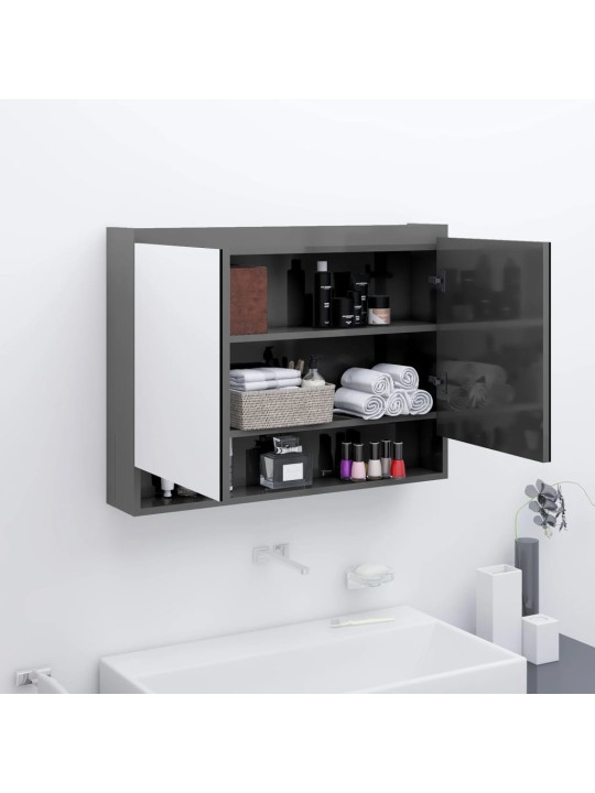 Koupelnová skříňka se zrcadlem 80 x 15 x 60 cm MDF zářivě šedá