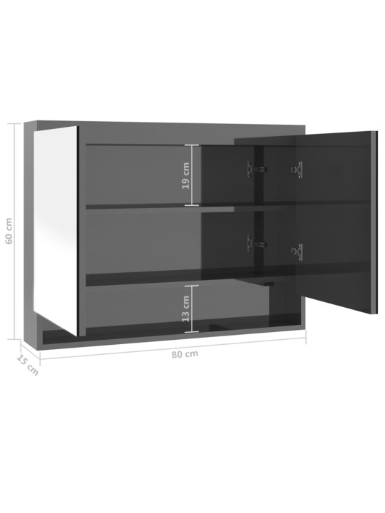 Koupelnová skříňka se zrcadlem 80 x 15 x 60 cm MDF šedá