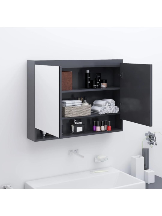 Koupelnová skříňka se zrcadlem 80 x 15 x 60 cm MDF šedá