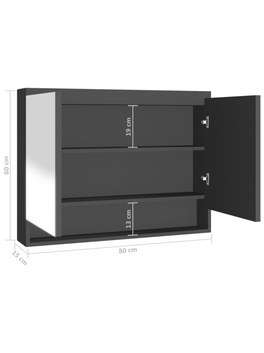 Koupelnová skříňka se zrcadlem 80 x 15 x 60 cm MDF antracitová