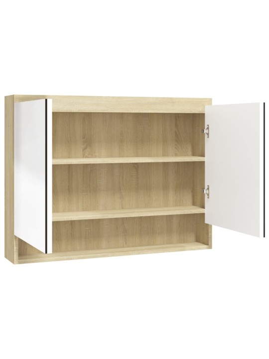 Koupelnová skříňka se zrcadlem 80 x 15 x 60 cm MDF bílá a dub