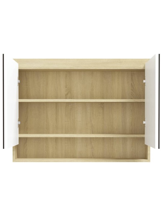 Koupelnová skříňka se zrcadlem 80 x 15 x 60 cm MDF bílá a dub