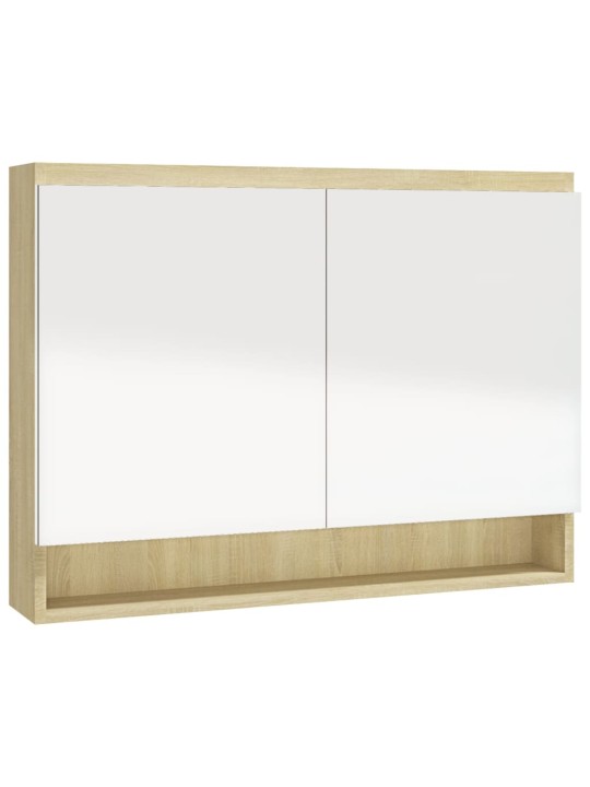 Koupelnová skříňka se zrcadlem 80 x 15 x 60 cm MDF bílá a dub