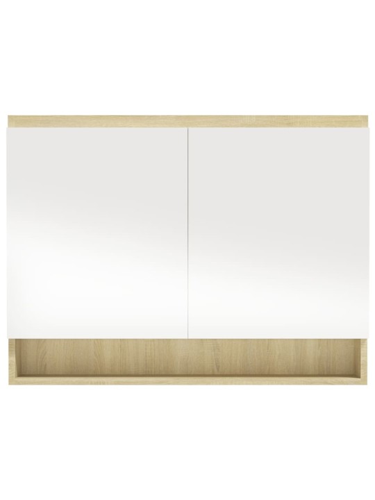 Koupelnová skříňka se zrcadlem 80 x 15 x 60 cm MDF bílá a dub