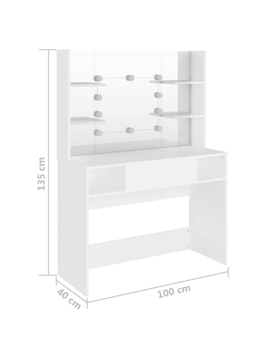 Kosmetický stolek s LED světly 100 x 40 x 135 cm MDF bílý