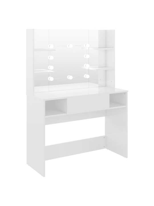 Kosmetický stolek s LED světly 100x40x135 cm MDF zářivě bílý
