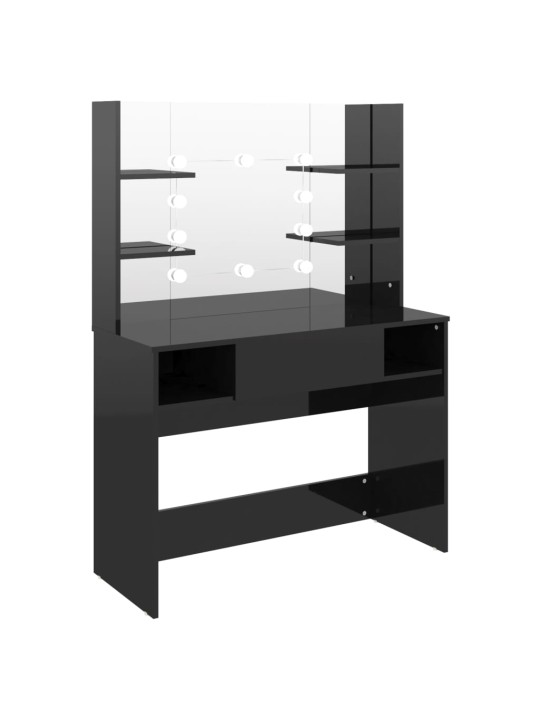 Kosmetický stolek s LED světly 100x40x135 cm MDF zářivě černý