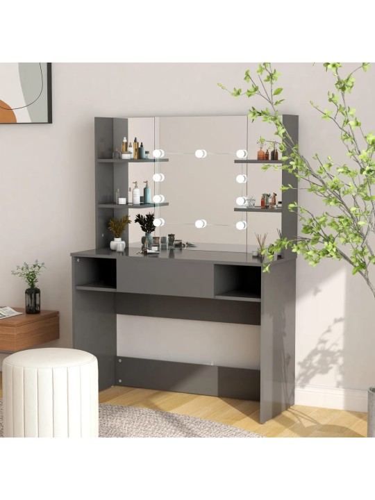 Kosmetický stolek s LED světly 100 x 40 x 135 cm MDF šedý