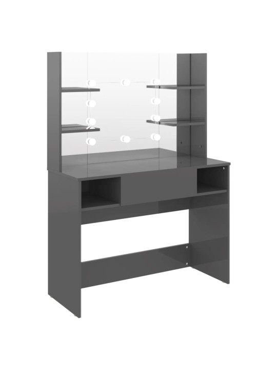Kosmetický stolek s LED světly 100x40x135 cm MDF zářivě šedý