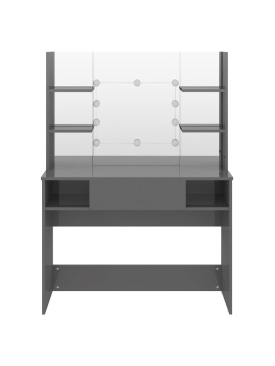 Kosmetický stolek s LED světly 100x40x135 cm MDF zářivě šedý