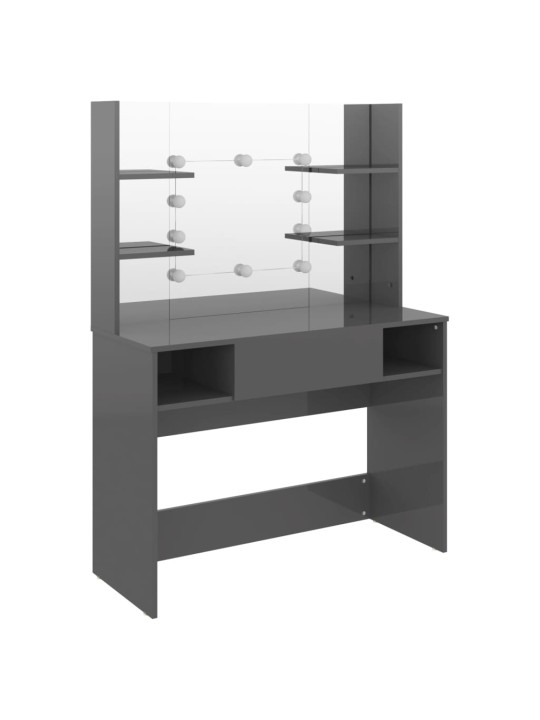 Kosmetický stolek s LED světly 100x40x135 cm MDF zářivě šedý