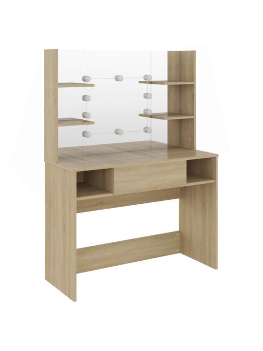 Kosmetický stolek s LED světly 100 x 40 x 135 cm MDF dub