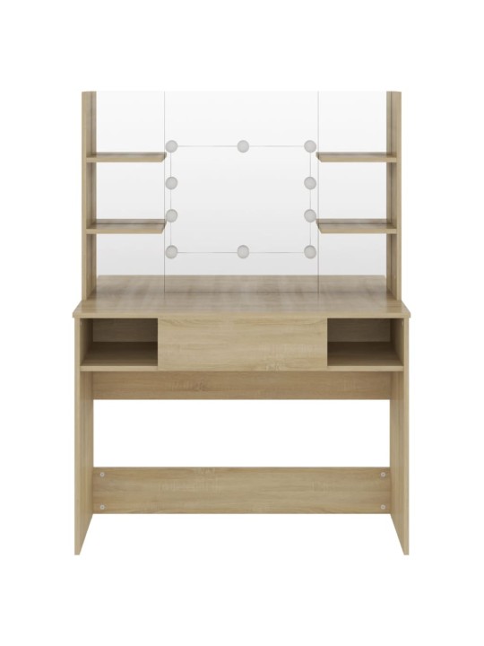 Kosmetický stolek s LED světly 100 x 40 x 135 cm MDF dub