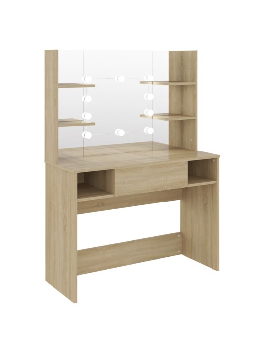 Kosmetický stolek s LED světly 100 x 40 x 135 cm MDF dub
