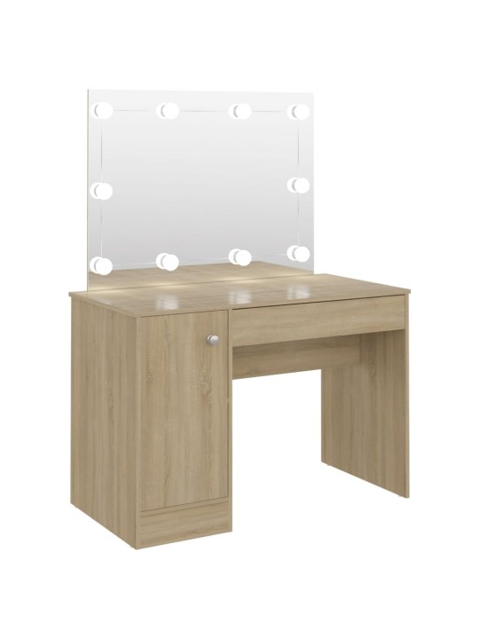 Kosmetický stolek s LED světly 110 x 55 x 145 cm MDF dub