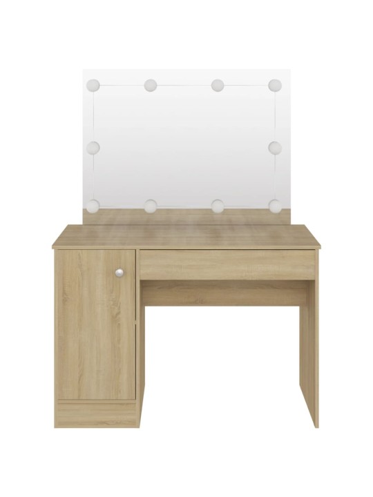 Kosmetický stolek s LED světly 110 x 55 x 145 cm MDF dub