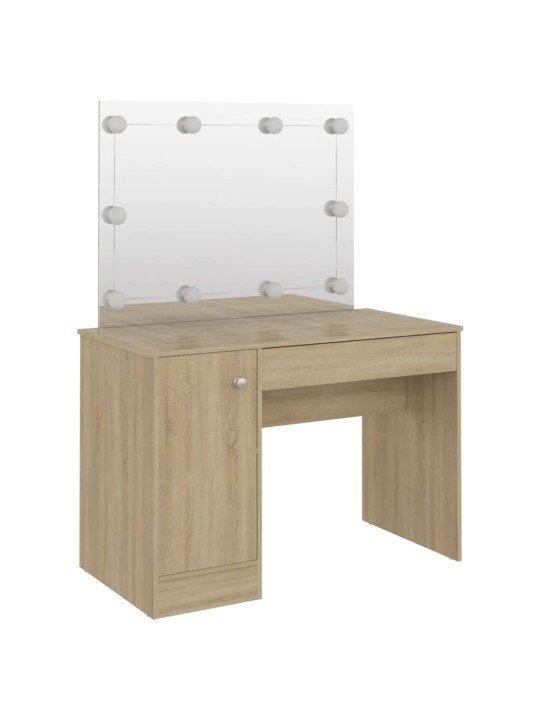 Kosmetický stolek s LED světly 110 x 55 x 145 cm MDF dub