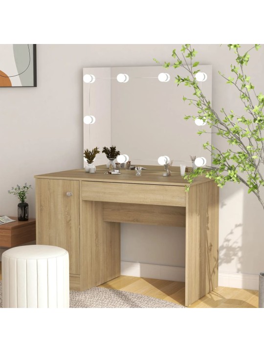 Kosmetický stolek s LED světly 110 x 55 x 145 cm MDF dub