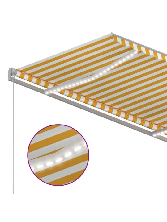 Ručně zatahovací markýza s led světlem 300 x 250 cm žlutobílá