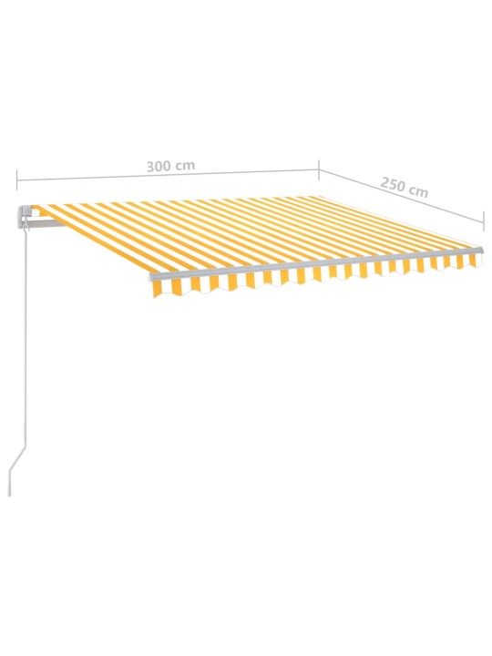 Ručně zatahovací markýza s led světlem 300 x 250 cm žlutobílá