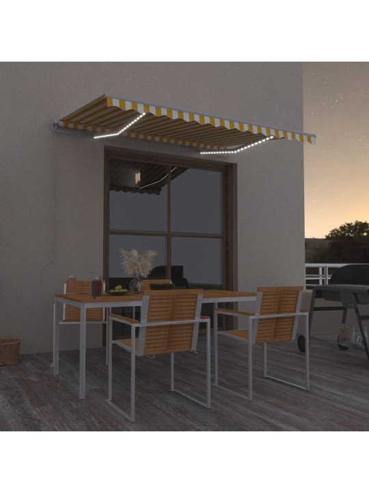 Ručně zatahovací markýza s led světlem 300 x 250 cm žlutobílá