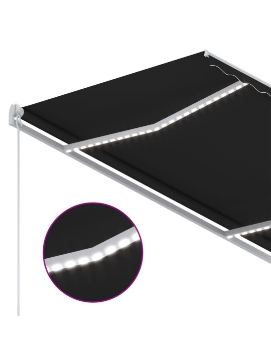 Ručně zatahovací markýza s led světlem 300 x 250 cm antracitová