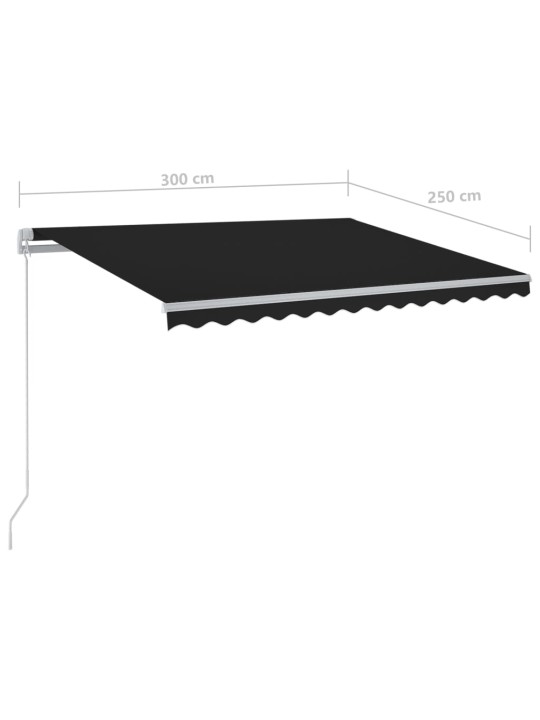 Ručně zatahovací markýza s led světlem 300 x 250 cm antracitová