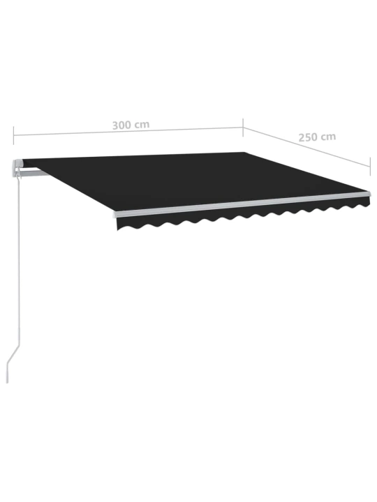 Ručně zatahovací markýza s led světlem 300 x 250 cm antracitová