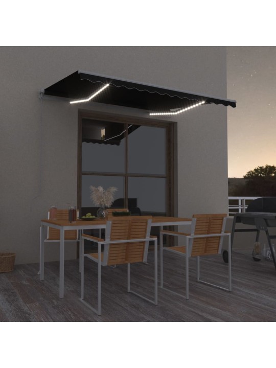 Ručně zatahovací markýza s led světlem 300 x 250 cm antracitová