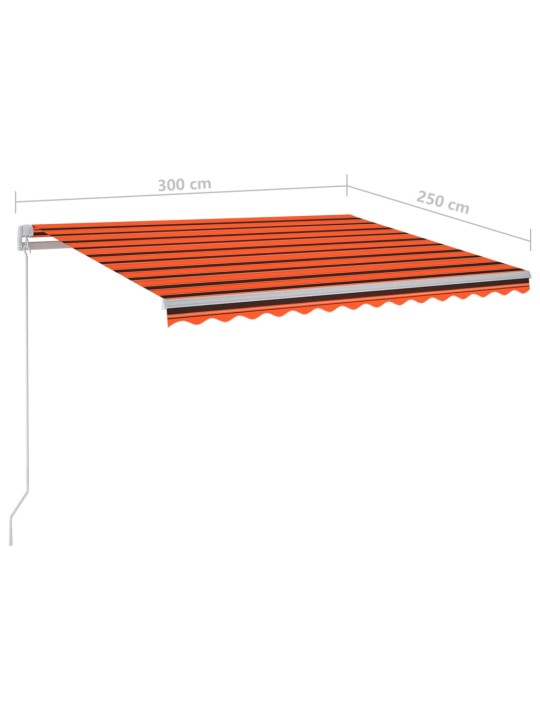 Ručně zatahovací markýza s led světlem 300x250 cm oranžovohnědá