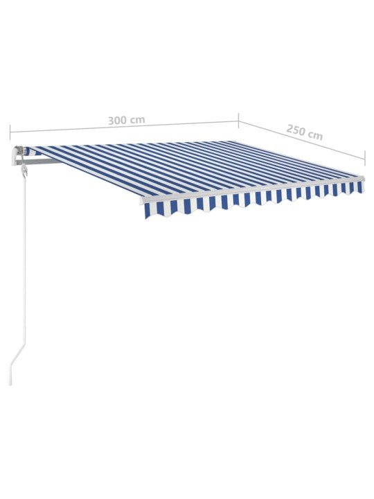 Automatická zatahovací markýza 300 x 250 cm modrobílá