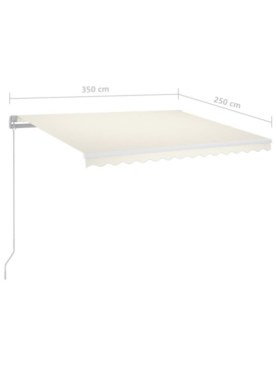 Ručně zatahovací markýza s led světlem 350 x 250 cm krémová