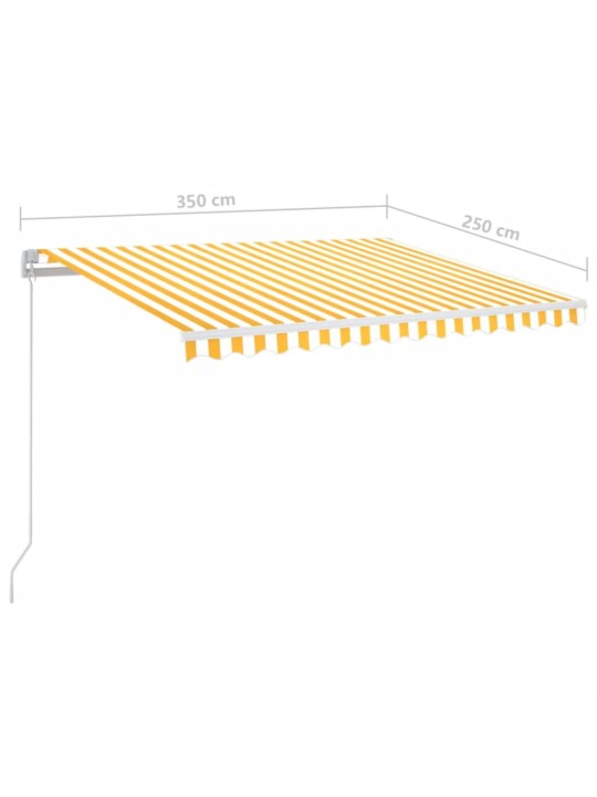 Ručně zatahovací markýza s led světlem 350 x 250 cm žlutobílá