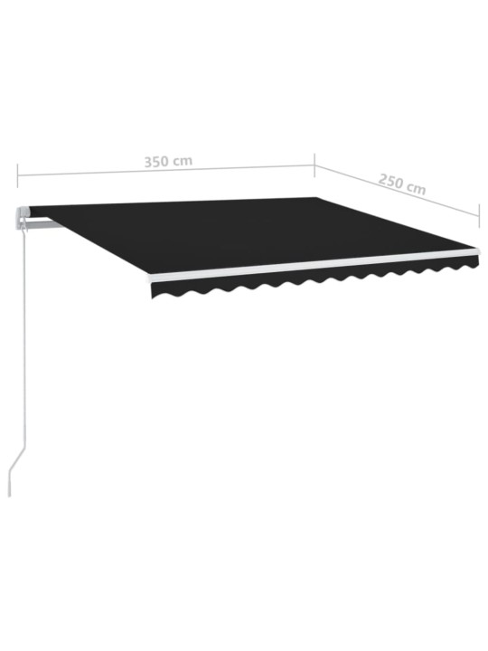 Ručně zatahovací markýza s led světlem 350 x 250 cm antracitová