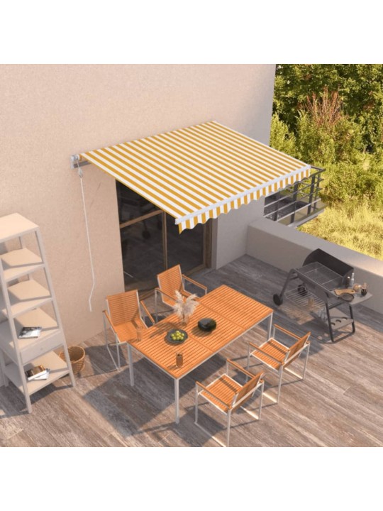 Automatická zatahovací markýza 350 x 250 cm žlutobílá