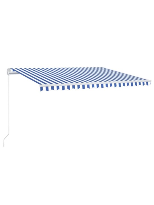 Ručně zatahovací markýza s LED světlem 400x300 cm modrá a bílá